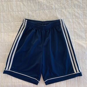 adidas Navy Athletic Shorts with White Stripes
